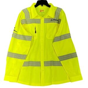 Boeing High Visibility Safety Workwear Shirt Reflective Neon Yellow Size L‎